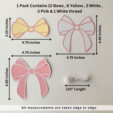 Valentine Decoration Items|Bride To Be Decoration|Bow,Ribbons Birthday Theme Decoration Girls,Teenager|12 pcs Pastel Paper Bunting Flags for Decoration,Banner,59"Length